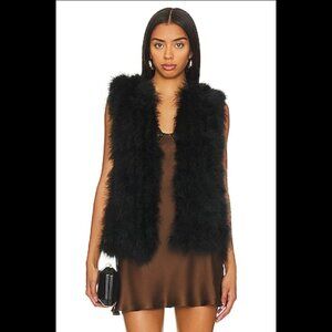💥GORGEOUS!💥Belle Fare Marabou Feather Vest in Jet Black